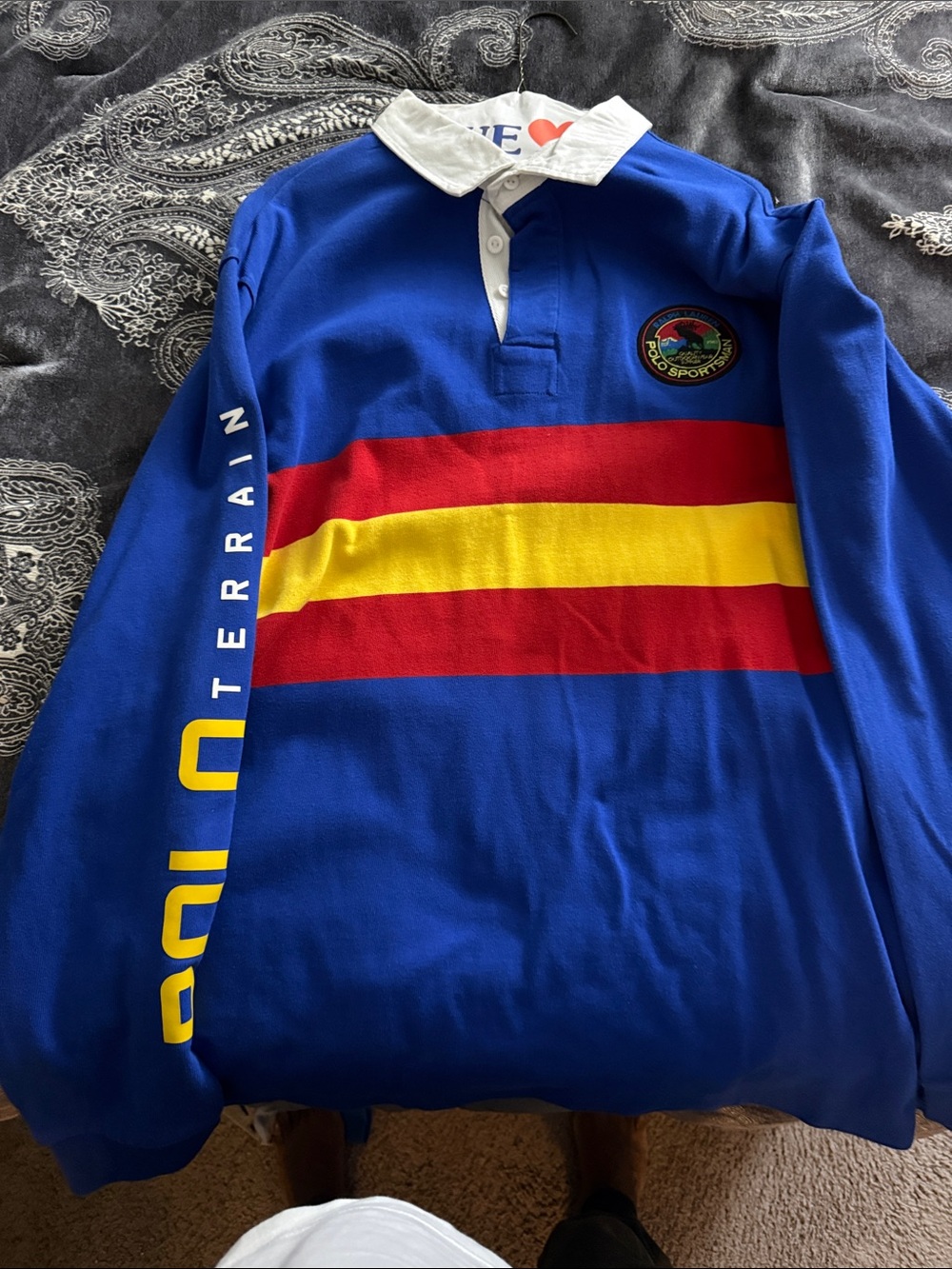 Polo by Ralph Lauren Royal Blue Rugby Polo with Red & Yellow Stripes